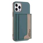 For iPhone 12 / 12 Pro Colour Matching Horizontal Magnetic Card Bag RFID MagSafe Phone Case(Green)