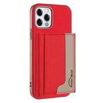 For iPhone 12 / 12 Pro Colour Matching Horizontal Magnetic Card Bag RFID MagSafe Phone Case(Red)