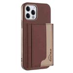 For iPhone 12 / 12 Pro Colour Matching Horizontal Magnetic Card Bag RFID MagSafe Phone Case(Brown)