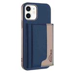 For iPhone 11 Colour Matching Horizontal Magnetic Card Bag RFID MagSafe Phone Case(Dark Blue)