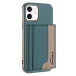 For iPhone 11 Colour Matching Horizontal Magnetic Card Bag RFID MagSafe Phone Case(Green)