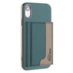 For iPhone XR Colour Matching Horizontal Magnetic Card Bag RFID MagSafe Phone Case(Green)
