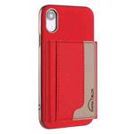 For iPhone XR Colour Matching Horizontal Magnetic Card Bag RFID MagSafe Phone Case(Red)
