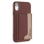 For iPhone XR Colour Matching Horizontal Magnetic Card Bag RFID MagSafe Phone Case(Brown)
