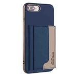 For iPhone 8 Plus / 7 Plus Colour Matching Horizontal Magnetic Card Bag RFID MagSafe Phone Case(Dark Blue)