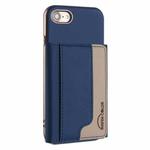 For iPhone 8 / 7 / 6 Colour Matching Horizontal Magnetic Card Bag RFID MagSafe Phone Case(Dark Blue)