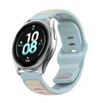 20mm Two Color Reverse Buckle Silicone Sports Watch Band(Light Brown Light Blue)