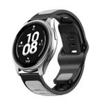 22mm Two Color Reverse Buckle Silicone Sports Watch Band(Grey Black)