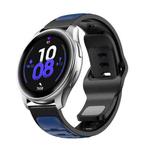 22mm Two Color Reverse Buckle Silicone Sports Watch Band(Midnight Blue Black)