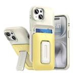 For iPhone 14 / 13 Sliding Card Holder Integrated Phone Case with Kickstand(Beige Yellow)