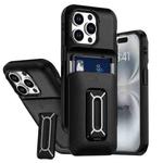 For iPhone 13 Pro Sliding Card Holder Integrated Phone Case with Kickstand(Black)