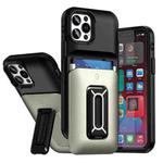 For iPhone 12 / 12 Pro Sliding Card Holder Integrated Phone Case with Kickstand(Black Gold)