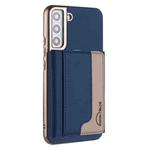 For Samsung Galaxy S21+ 5G Colour Matching Horizontal Magnetic Card Bag RFID MagSafe Phone Case(Dark Blue)