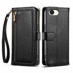 For iPhone 16e ESEBLE E11 Colorful Litchi Pattern Zipper Wallet Leather Phone Case(Black)