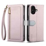 For iPhone 16 ESEBLE E11 Colorful Litchi Pattern Zipper Wallet Leather Phone Case(Light Purple)