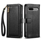 For Google Pixel 8a ESEBLE E11 Colorful Litchi Pattern Zipper Wallet Leather Phone Case(Black)