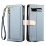 For Google Pixel 8a ESEBLE E11 Colorful Litchi Pattern Zipper Wallet Leather Phone Case(Sky Blue)