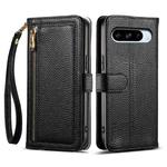For Google Pixel 8 Pro ESEBLE E11 Colorful Litchi Pattern Zipper Wallet Leather Phone Case(Black)