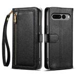 For Google Pixel 7 Pro 5G ESEBLE E11 Colorful Litchi Pattern Zipper Wallet Leather Phone Case(Black)