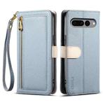 For Google Pixel 7 Pro 5G ESEBLE E11 Colorful Litchi Pattern Zipper Wallet Leather Phone Case(Sky Blue)