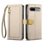 For Google Pixel 7 5G ESEBLE E11 Colorful Litchi Pattern Zipper Wallet Leather Phone Case(Khaki)