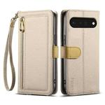 For Google Pixel 6a ESEBLE E11 Colorful Litchi Pattern Zipper Wallet Leather Phone Case(Khaki)