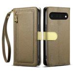 For Google Pixel 6 ESEBLE E11 Colorful Litchi Pattern Zipper Wallet Leather Phone Case(Amber Brown)