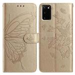 For Samsung Galaxy S20 Butterfly Flutter Pattern Embossed Leather Phone Case(Gold)
