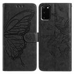 For Samsung Galaxy S20 Butterfly Flutter Pattern Embossed Leather Phone Case(Black)