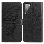 For Samsung Galaxy S20 FE Butterfly Flutter Pattern Embossed Leather Phone Case(Black)