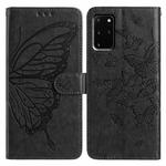 For Samsung Galaxy S20+ Butterfly Flutter Pattern Embossed Leather Phone Case(Black)