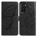 For Samsung Galaxy S21+ 5G Butterfly Flutter Pattern Embossed Leather Phone Case(Black)