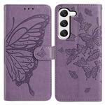 For Samsung Galaxy S23 5G Butterfly Flutter Pattern Embossed Leather Phone Case(Purple)