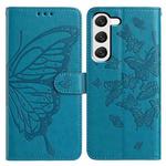 For Samsung Galaxy S23+ 5G Butterfly Flutter Pattern Embossed Leather Phone Case(Blue)
