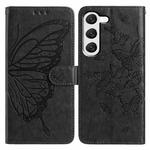 For Samsung Galaxy S23+ 5G Butterfly Flutter Pattern Embossed Leather Phone Case(Black)