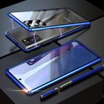 For Samsung Galaxy Note20 Shockproof Single-sided Tempered Glass Magnetic Attraction Case with Black Camera Lens Protector Cover(Blue)