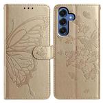 For Samsung Galaxy S25 5G Butterfly Flutter Pattern Embossed Leather Phone Case(Gold)