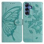 For Samsung Galaxy S25 5G Butterfly Flutter Pattern Embossed Leather Phone Case(Green)