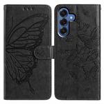 For Samsung Galaxy S25 5G Butterfly Flutter Pattern Embossed Leather Phone Case(Black)