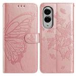 For Samsung Galaxy S25 Edge 5G Butterfly Flutter Pattern Embossed Leather Phone Case(Rose Gold)