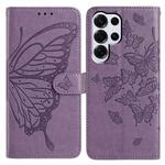 For Samsung Galax S25 Ultra 5G Butterfly Flutter Pattern Embossed Leather Phone Case(Purple)