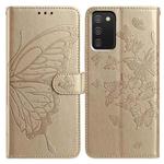 For Samsung Galaxy A02S Butterfly Flutter Pattern Embossed Leather Phone Case(Gold)