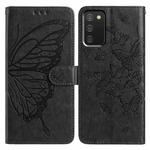 For Samsung Galaxy A02S Butterfly Flutter Pattern Embossed Leather Phone Case(Black)