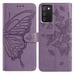 For Samsung Galaxy A02S Butterfly Flutter Pattern Embossed Leather Phone Case(Purple)