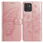 For Samsung Galaxy A03 Butterfly Flutter Pattern Embossed Leather Phone Case(Rose Gold)