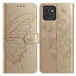 For Samsung Galaxy A03 Butterfly Flutter Pattern Embossed Leather Phone Case(Gold)