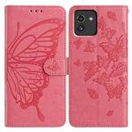 For Samsung Galaxy A03 Butterfly Flutter Pattern Embossed Leather Phone Case(Rose Red)