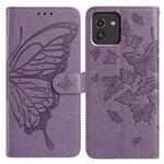 For Samsung Galaxy A03 Butterfly Flutter Pattern Embossed Leather Phone Case(Purple)