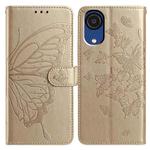 For Samsung Galaxy A03 Core Butterfly Flutter Pattern Embossed Leather Phone Case(Gold)