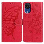 For Samsung Galaxy A03 Core Butterfly Flutter Pattern Embossed Leather Phone Case(Red)